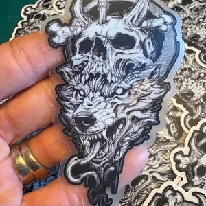 Viking Skull Fenrir Sticker - Norse Pagan Wolf Decal - Windows Car Laptop Water Bottle Cup Tumbler Journal Notebooks Planner