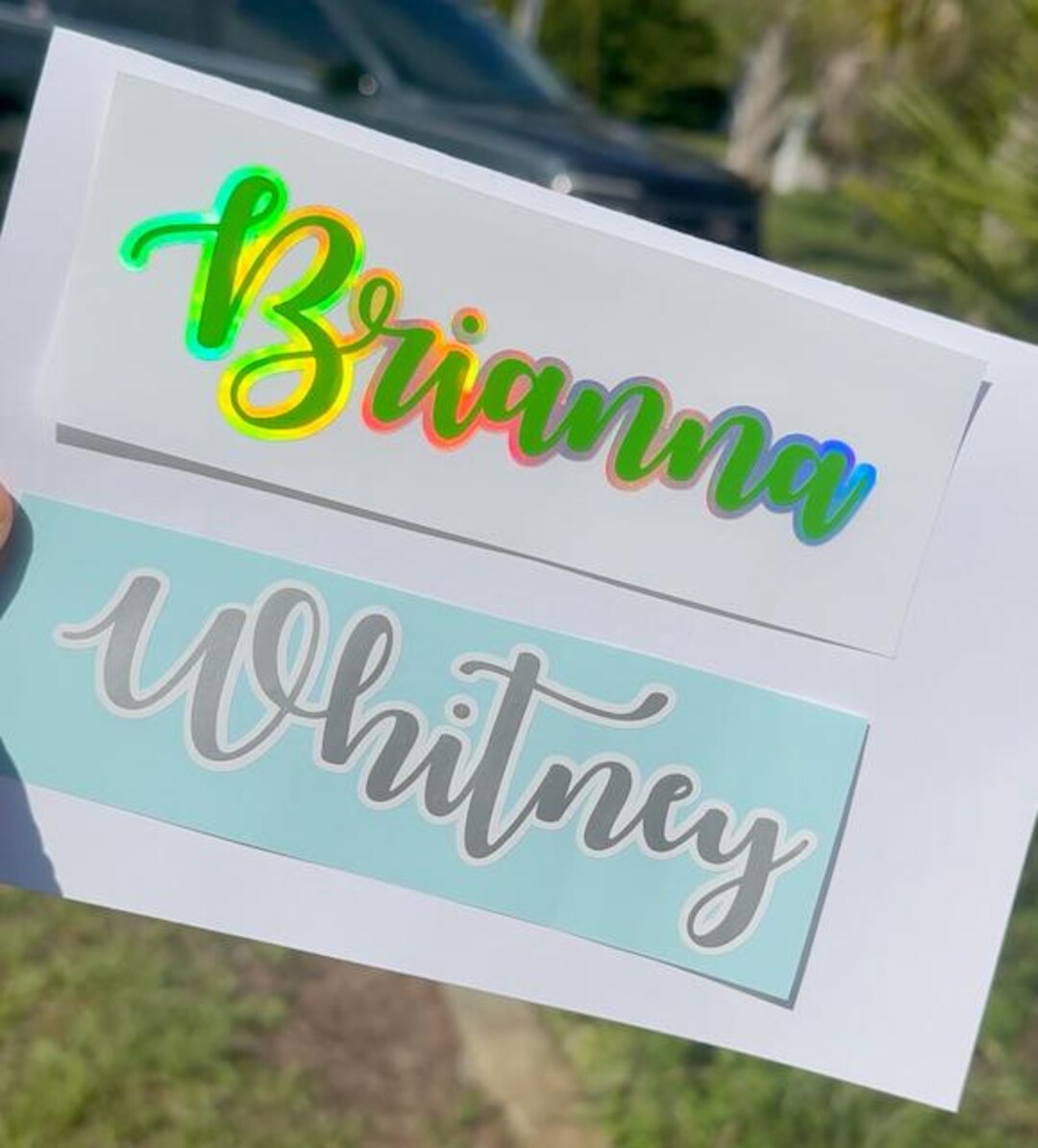 Sticker Cursive Name Custom Name Stickers *AIN* - Cursive Font Decal - Holographic Glitter ...
