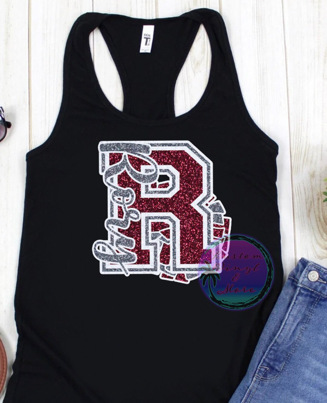 Custom Glitter Cheer Tank Tops Racerback Tanks Cheerleader Etsy