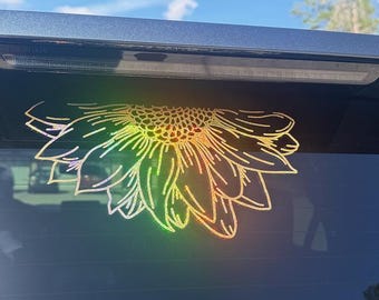 SunFlower 1/2 Decal - Vinyl Car Laptop Decals Motorcycle Tumbler Window