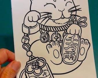 Maneki Neko Kitty Decal - Lucky Cat Stickers - Vinyl Car Laptop Decals Motorcycle Tumbler Window