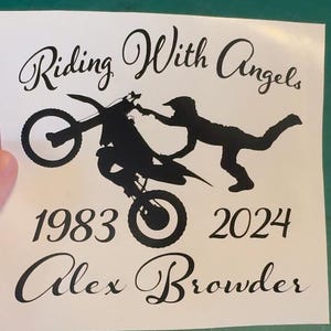 Riding With Angels Motorcross Memorial Decals - Missed Loved Ones Decals - Vinyl Motorcycle Tumblers Car Laptop Decals