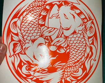 Japanese Koi Fish Decal - Yin Yang Vinyl Car Laptop Notebook Motorcycle Stickers