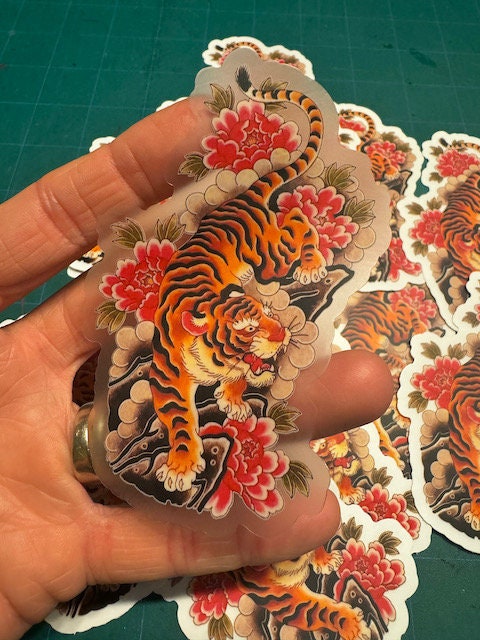 Japanese Tiger Tattoo Sticker (#1)- Japanese Traditional Tattoo Art - Car Laptop Tumbler Motorcycle Journal Window