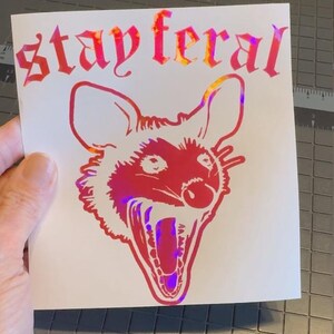 Stay Feral Screaming Opossum Decal - Vinyl Car Truck Laptop Decals Motorcycle Tumbler Window