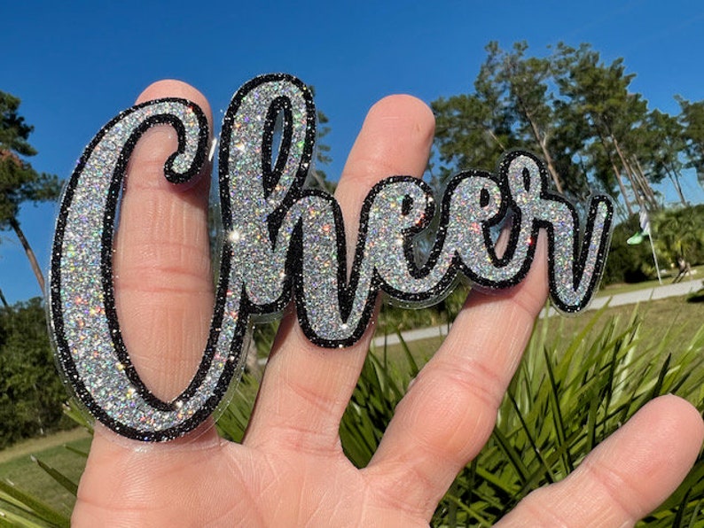 Cheer Glitter Stickers cheer Cursive Font Decal - Etsy