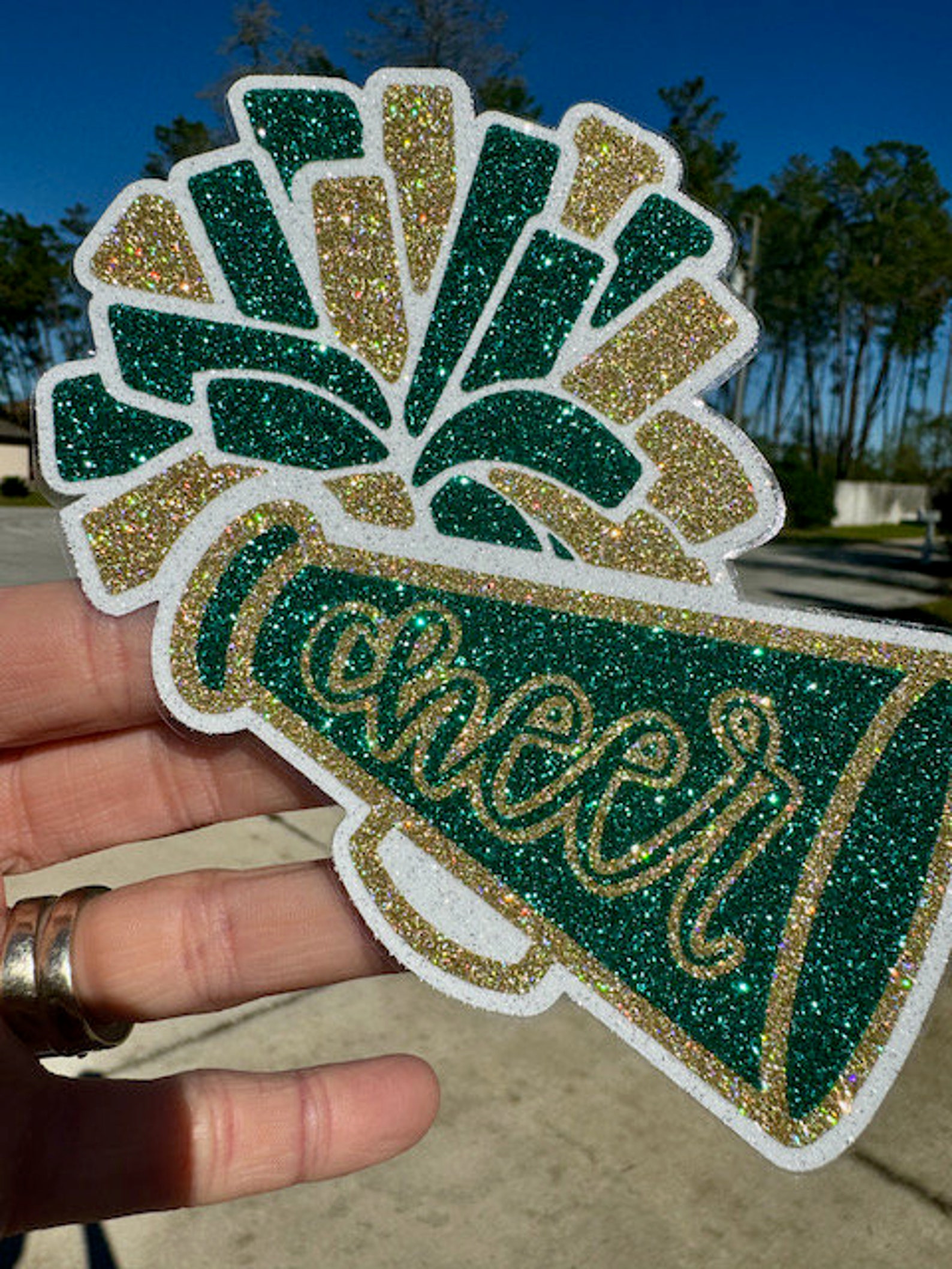 Cheer Glitter Stickers & Magnets - Cheerleader High School Megaphone ...