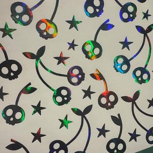 Calcomanías para tapa de tanque de gasolina - Calaveras y estrellas de cereza - Calcomanías de vinilo para autos, portátiles y ventanas de motocicletas