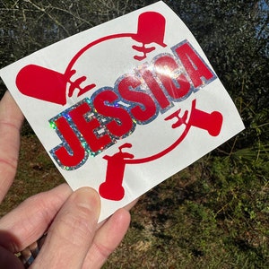 Baseball Softball Name Helmet Stickers -School Spirit Pride -Varsity JV Little League T-Ball Laptop Water Bottle Cup Tumbler