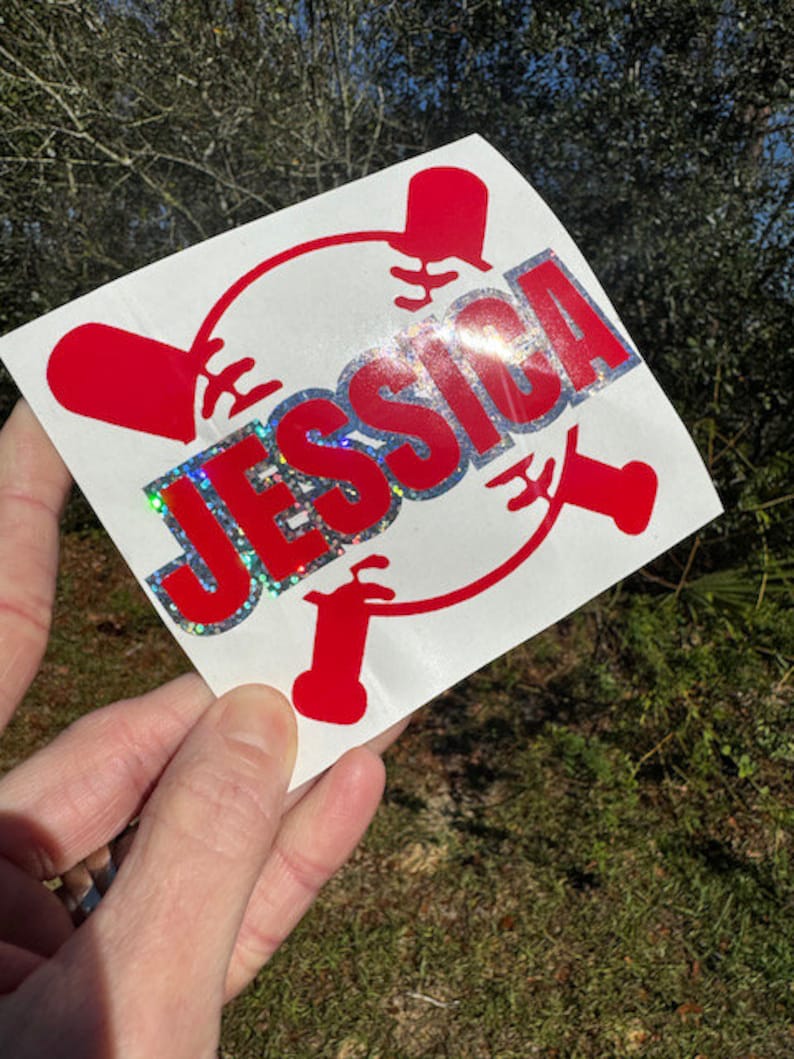 Baseball Softball Name Helmet Stickers -School Spirit Pride -Varsity JV Little League T-Ball Laptop Water Bottle Cup Tumbler