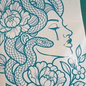 Floral Medusa Decal - Flash Art Tattoo Vinyl Car Motorcycle Laptop Decal