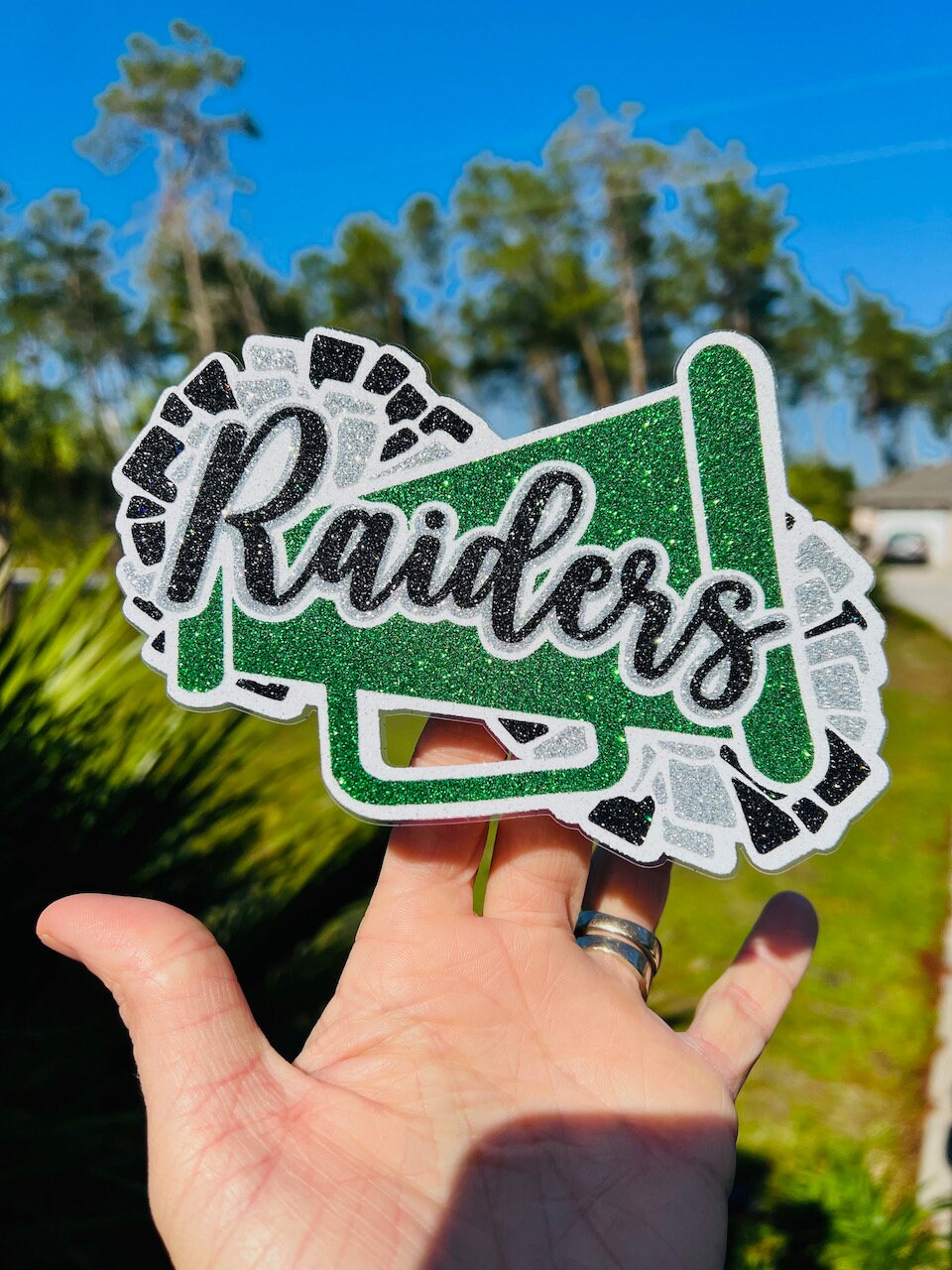 Cheer Glitter Stickers & Magnets - Cheerleader High School Team Name ...