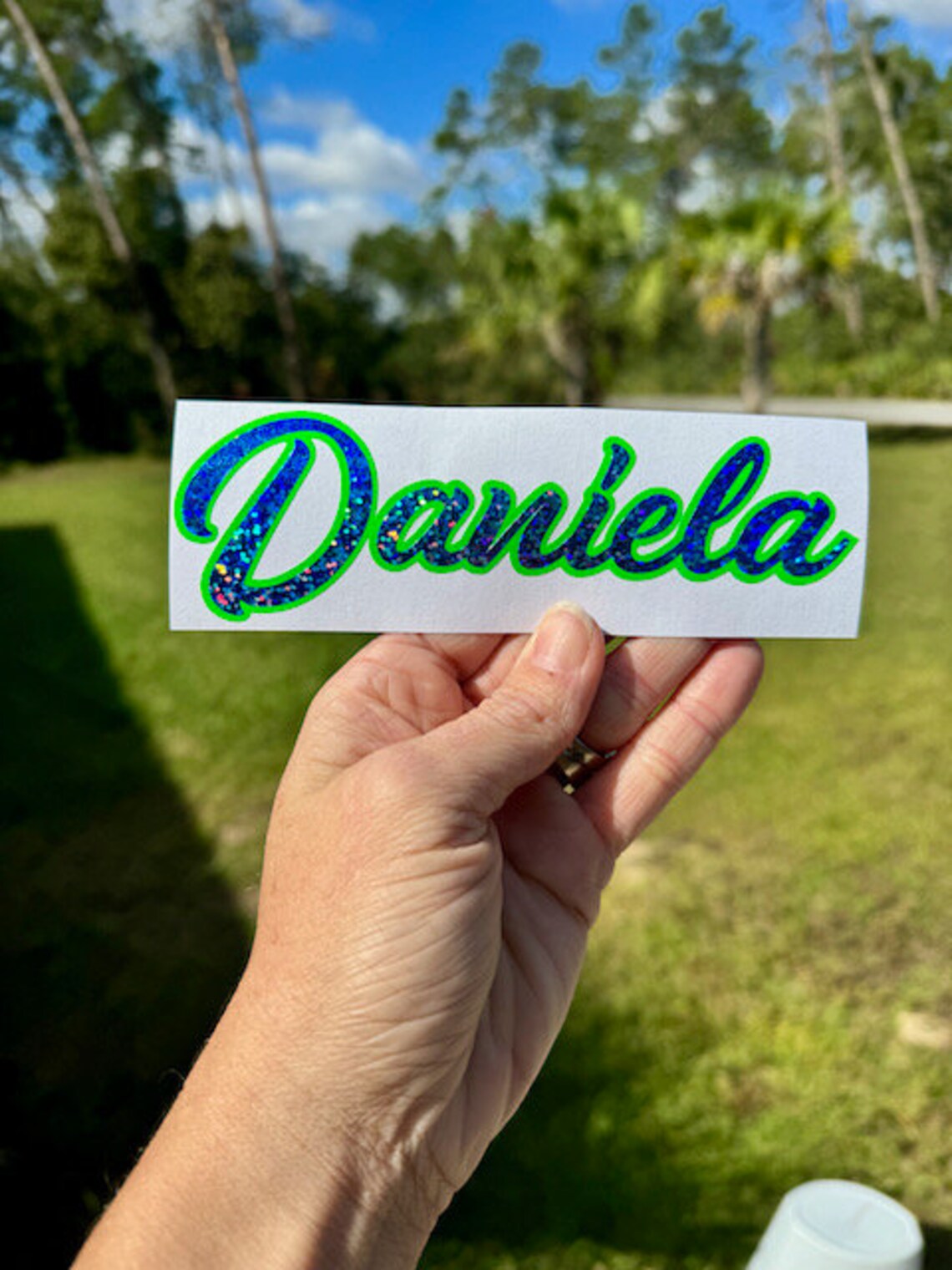 Sticker Cursive Name Custom Name Stickers- Cursive Font Decal - Holographic Glitter Neon ...