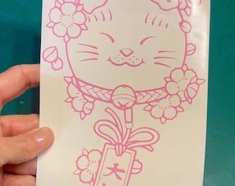 Maneki Neko Kitty Decal - Lucky Cat Stickers - Vinyl Car Laptop Decals Motorcycle Tumbler Window