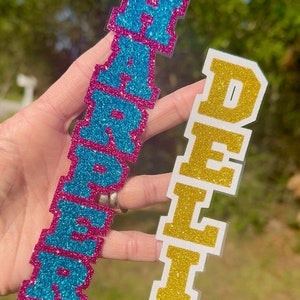 Custom Sports Name Glitter Stickers- Name Font Decal - Laptop Water Bottle Cups Tumblers