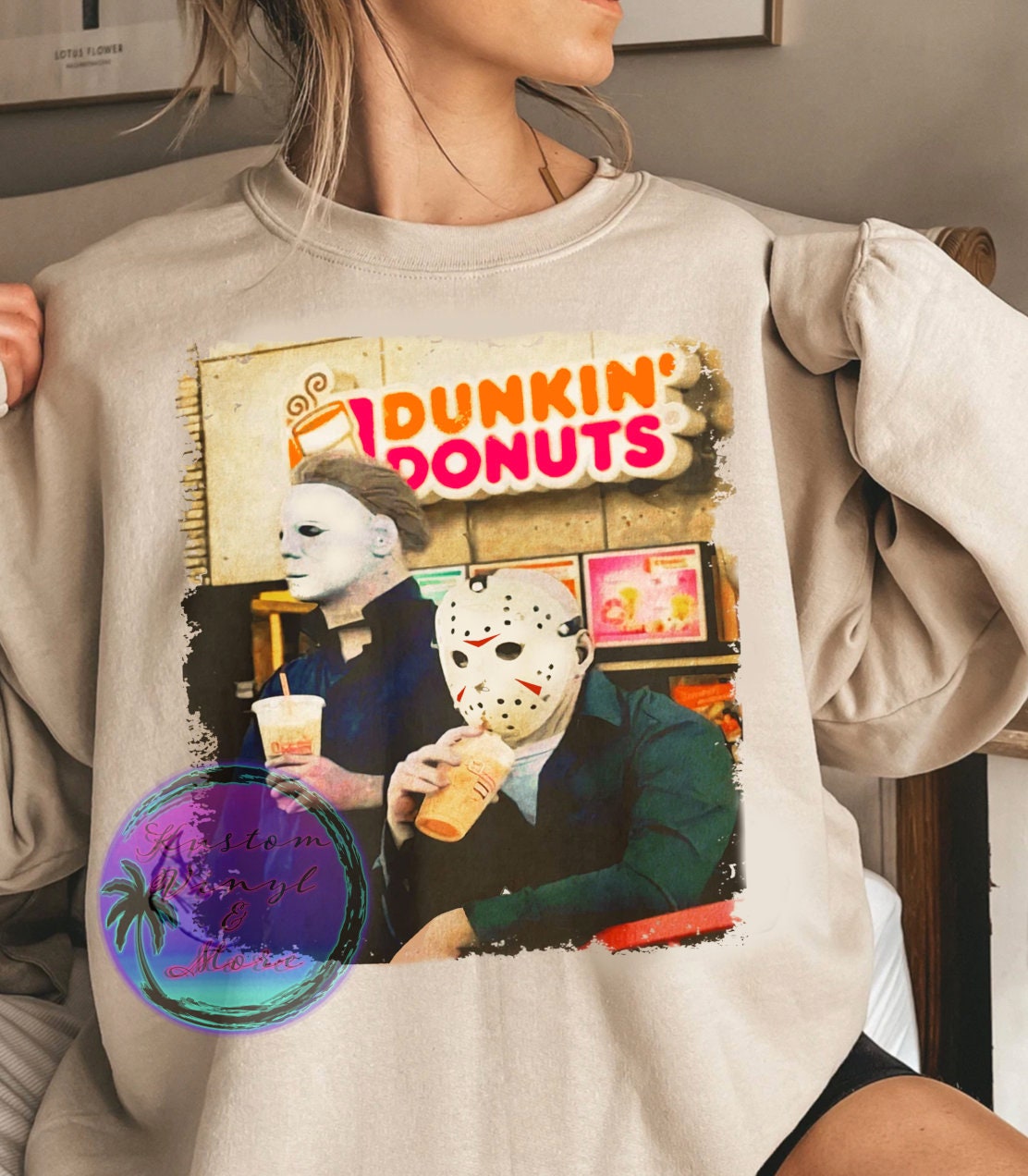 Michael Myers Jason Voorhees Dunkin Donuts Sweat Shirt - Halloween