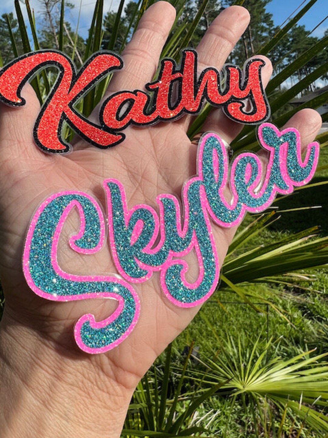 Custom Name Glitter Stickers *PIP* - Cursive Font Decal - Laptop Water ...