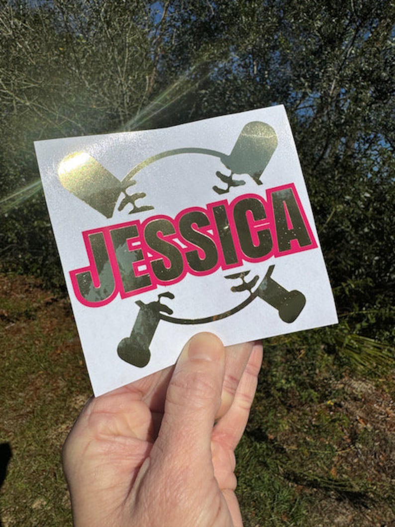 Baseball Softball Name Helmet Stickers -School Spirit Pride -Varsity JV Little League T-Ball Laptop Water Bottle Cup Tumbler