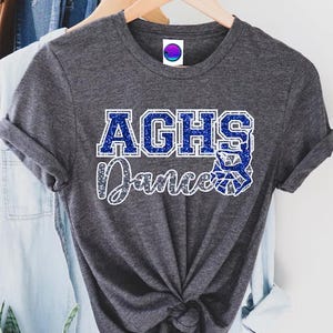 Custom Glitter Dance T-Shirts - Dance Team Name Letters Pom-Pom Dancer  - School Spirit Pride - Dance Squad