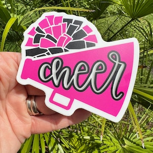 Cheer Stickers - Megaphone and Pom-Pom Decals - Water Bottle Laptop Tumbler Window Planner Journal - Waterproof & Dishwasher Safe