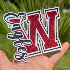 Glitter High School Letter Name Stickers & Magnets - Varsity Junior Varsity - School Pride - Laptop Water Bottle Cups Tumbles