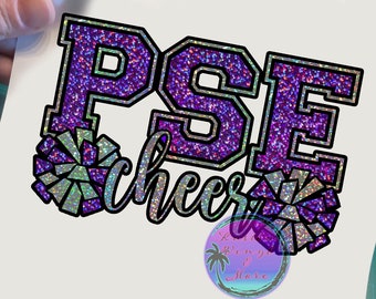 Custom Cheer High School Letters and Pom Poms - Holographic Cheer Decals - School Pride - Windows Car Laptop Water Bottle Cups Tumblers