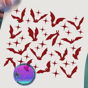 Gas Tank Lid Decals - Flying Bats & Stars - Vinyl Car Laptop Decals Motorcycle Tumbler Window