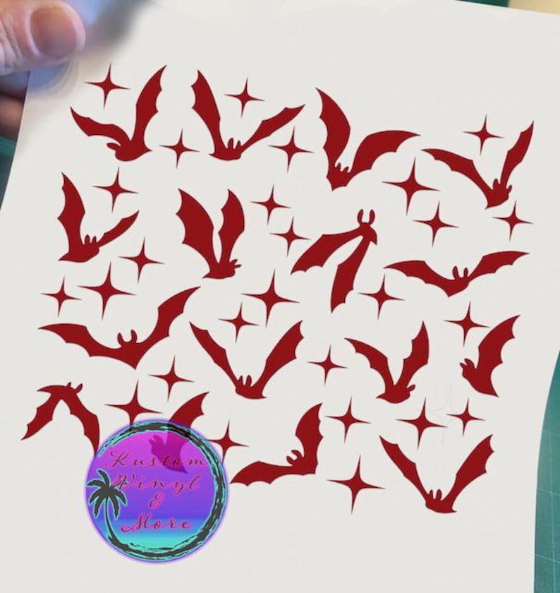 Gas Tank Lid Decals - Flying Bats & Stars - Vinyl Car Laptop Decals Motorcycle Tumbler Window