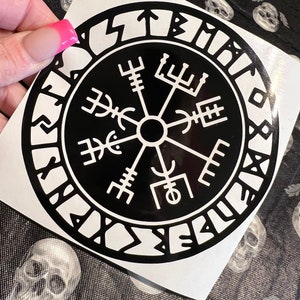 Vegvisir - Viking Compass Norse Symbol Futhark Runes Sticker - Vinyl Car Laptop Decals