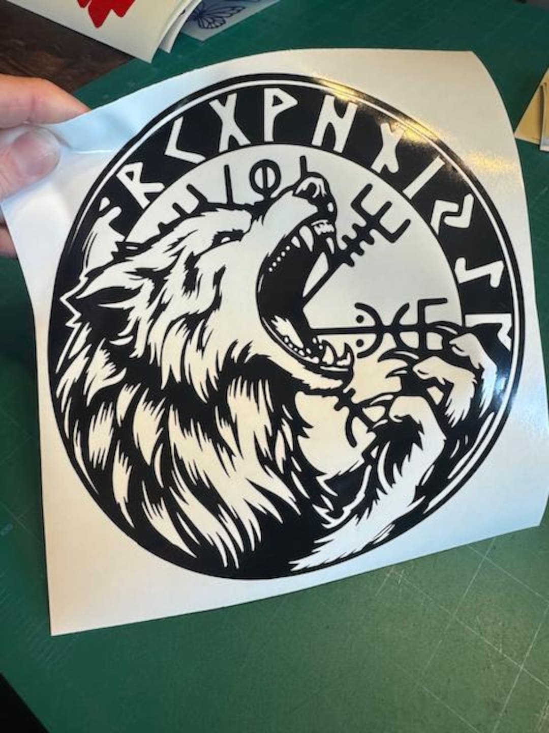 Norse Fenrir Decal - Viking Wolf Futhark Runes Sticker - Vinyl Car ...