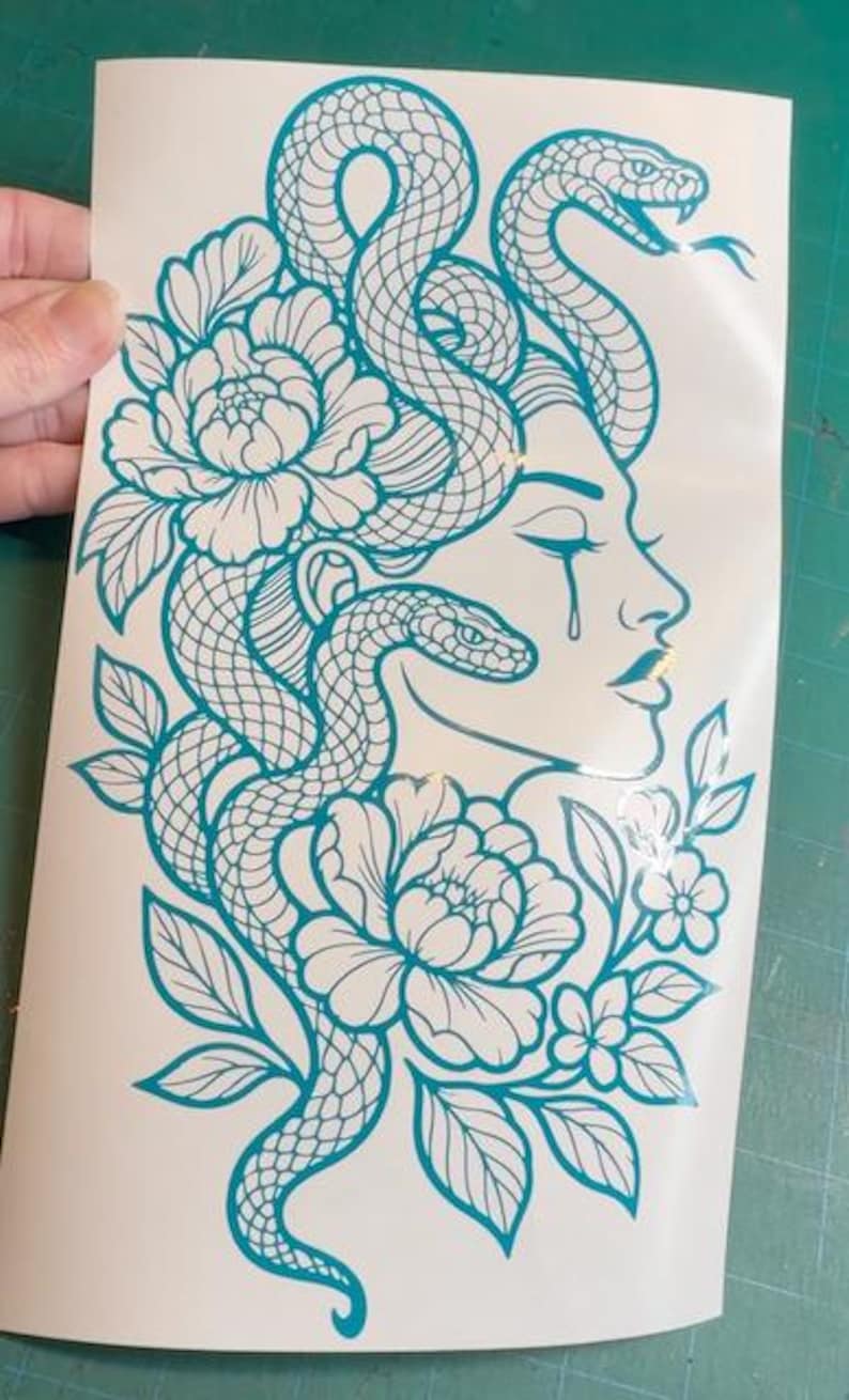 Floral Medusa Decal - Flash Art Tattoo Vinyl Car Motorcycle Laptop Decal