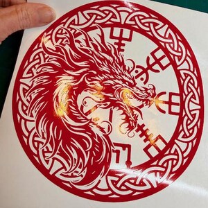 Norse Fafnir Decal - Viking Dragon Trinity Knot Vegvisir  - Vinyl Car Motorcycle Laptop Decals
