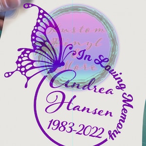 In Loving Memory Butterfly Memorial Decals - Missed Loved Ones Memorial Decals - Vinyl Motorcycle Tumblers Car Laptop Decals