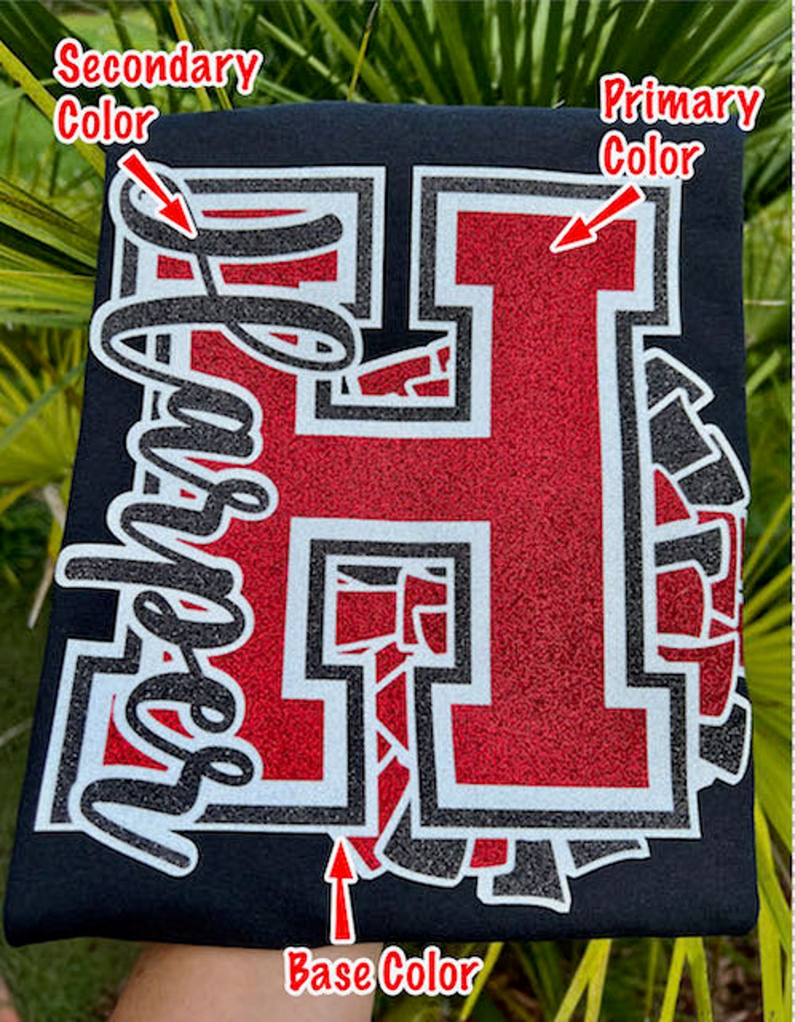 Custom Glitter Cheer Tshirts Cheerleader Name High School Etsy