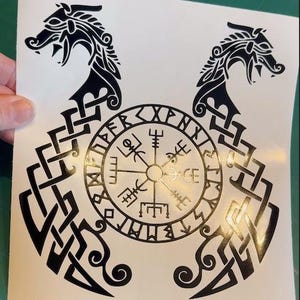Vegvisir - Viking Dragon Compass Norse Symbol Sticker - Vinyl Car Laptop Decals