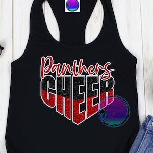 Custom Glitter BIG Cheer Tank Tops - Racerback Tanks - School Team Name Cheerleader - Spirit Pride - Cheer Pep Squad