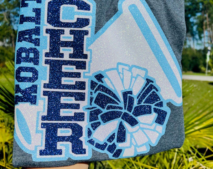 Custom Glitter Cheer Tshirts Cheerleader Megaphone High School Team