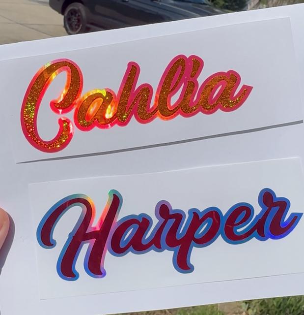 Sticker Cursive Name Custom Name Stickers *PIP*- Cursive Font Decal - Holographic Glitter ...