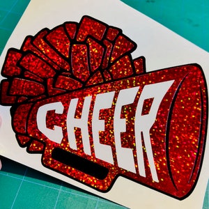 Custom Cheer Megaphone Stickers - Personalized Cheerleader Team Sports Decals - Windows Car Laptop Water Bottle Cups Tumblers