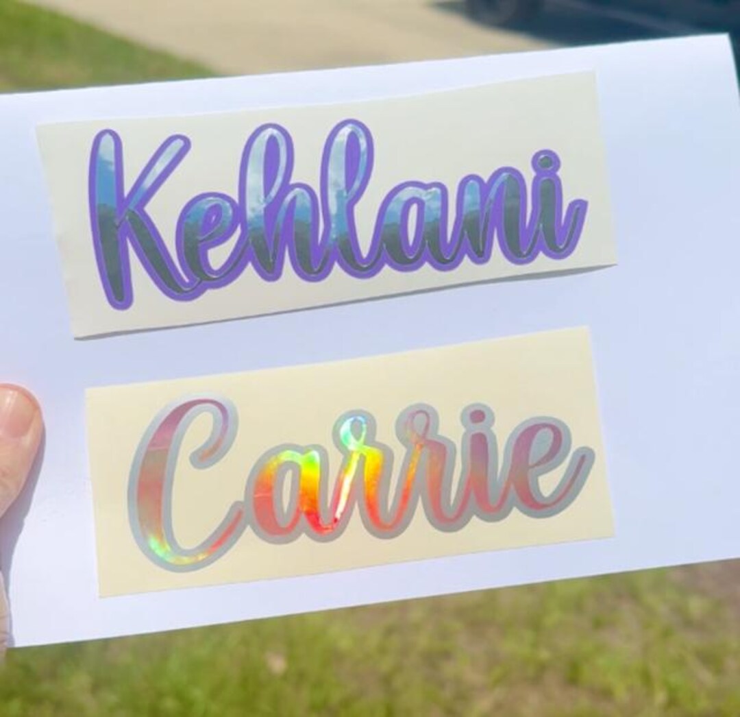 Sticker Cursive Name Custom Name Stickers *CC*- Cursive Font Decal - Holographic Glitter ...