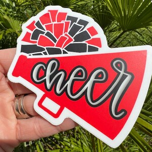 Cheer Stickers - Megaphone and Pom-Pom Decals - Water Bottle Laptop Tumbler Window Planner Journal - Waterproof & Dishwasher Safe
