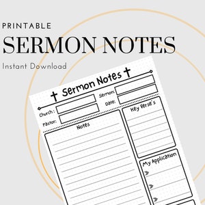 Printable Sermon Notes | Grow In Your Faith | Instant Download