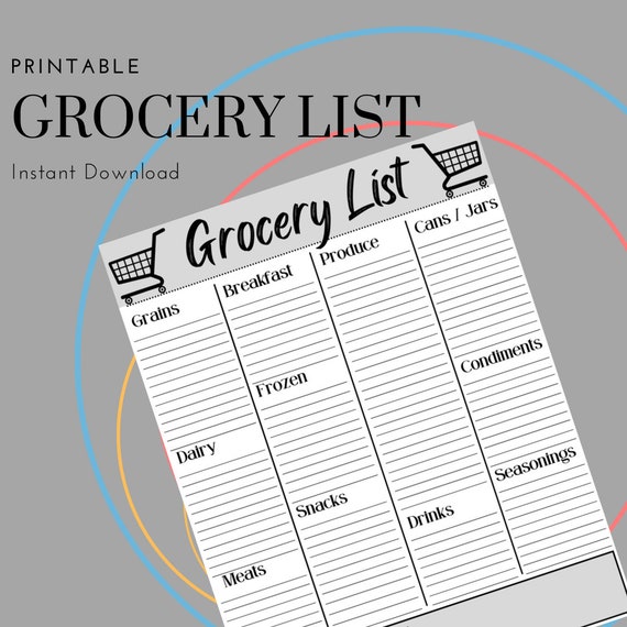 Printable Grocery List Stay Organized Stop Forgetting - Etsy