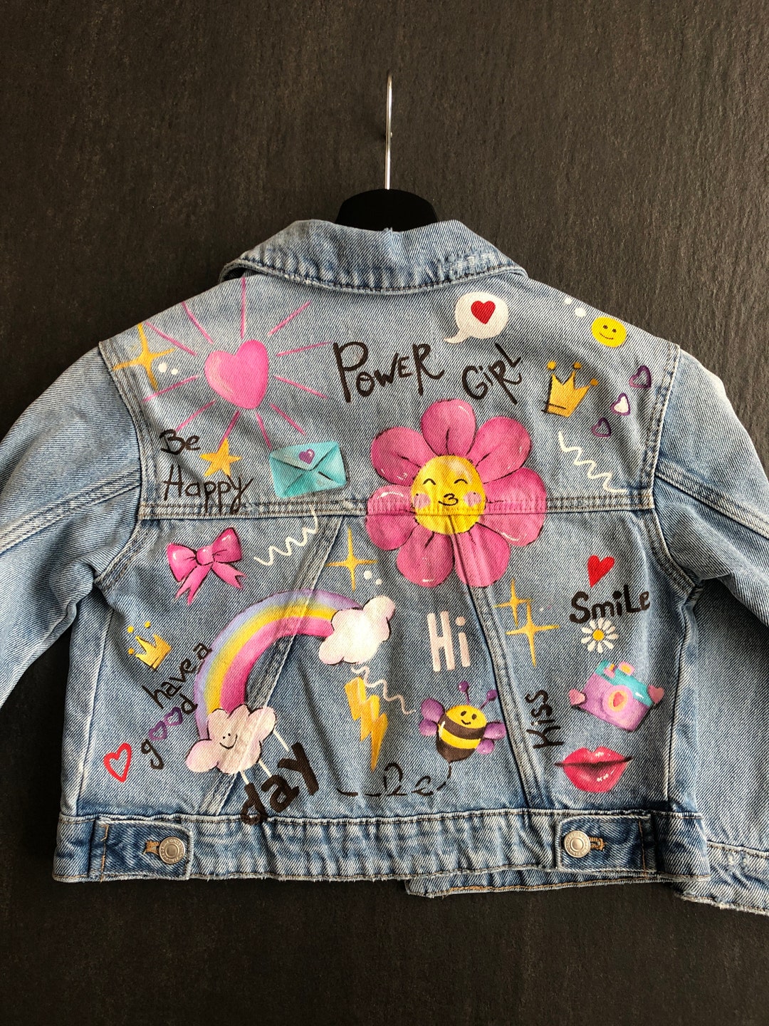 Handmade Denim Jacket. Painted Jacket Acrylic. Kids Jacket Etsy