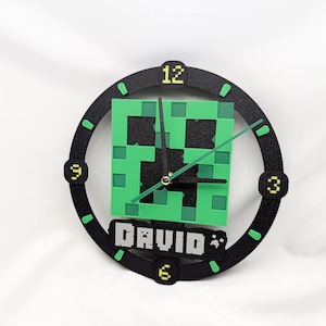Personalised Mining Craft Clock - Creep Clock - Kids Gaming