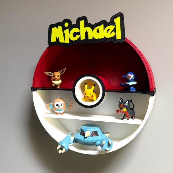 Personalisable Poké Ball Display Shelf – 3D Printed Mini Figure Display (22.5cm)