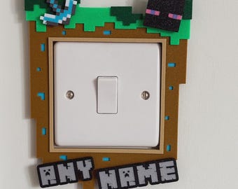 Personalised Mining Craft Light Switch Cover - Children's Bedroom / Fun