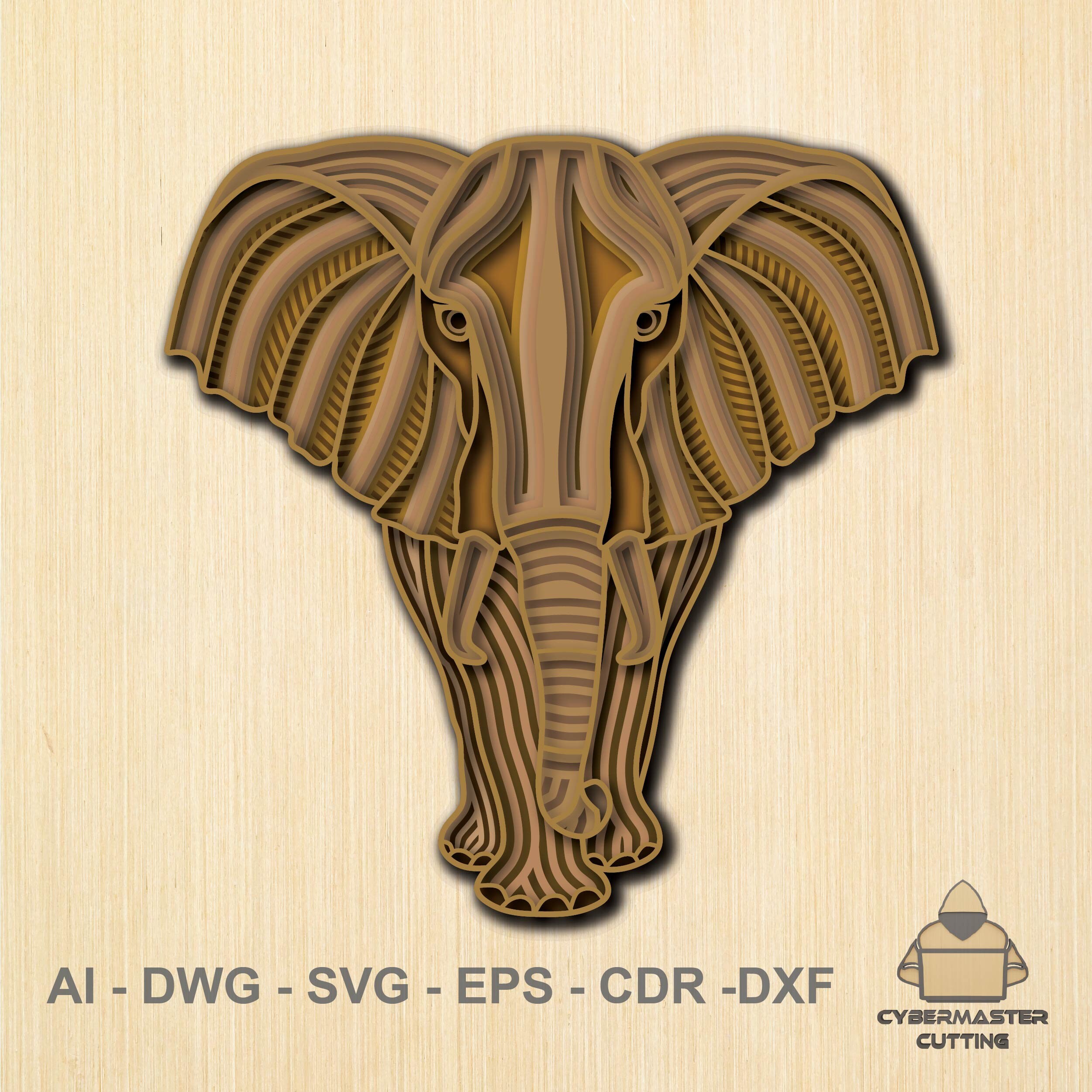 Elephant Type-1 Laser Cut Files | Elephant Multilayer SVG