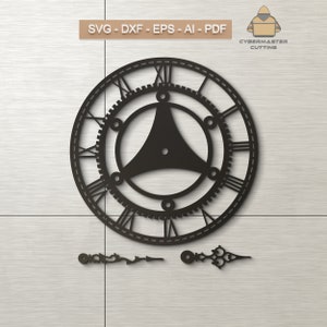 Type-7 clock wall art laser cut file, Clock model pattern instant download SVG DXF Vector files digital - Clock metal wall art