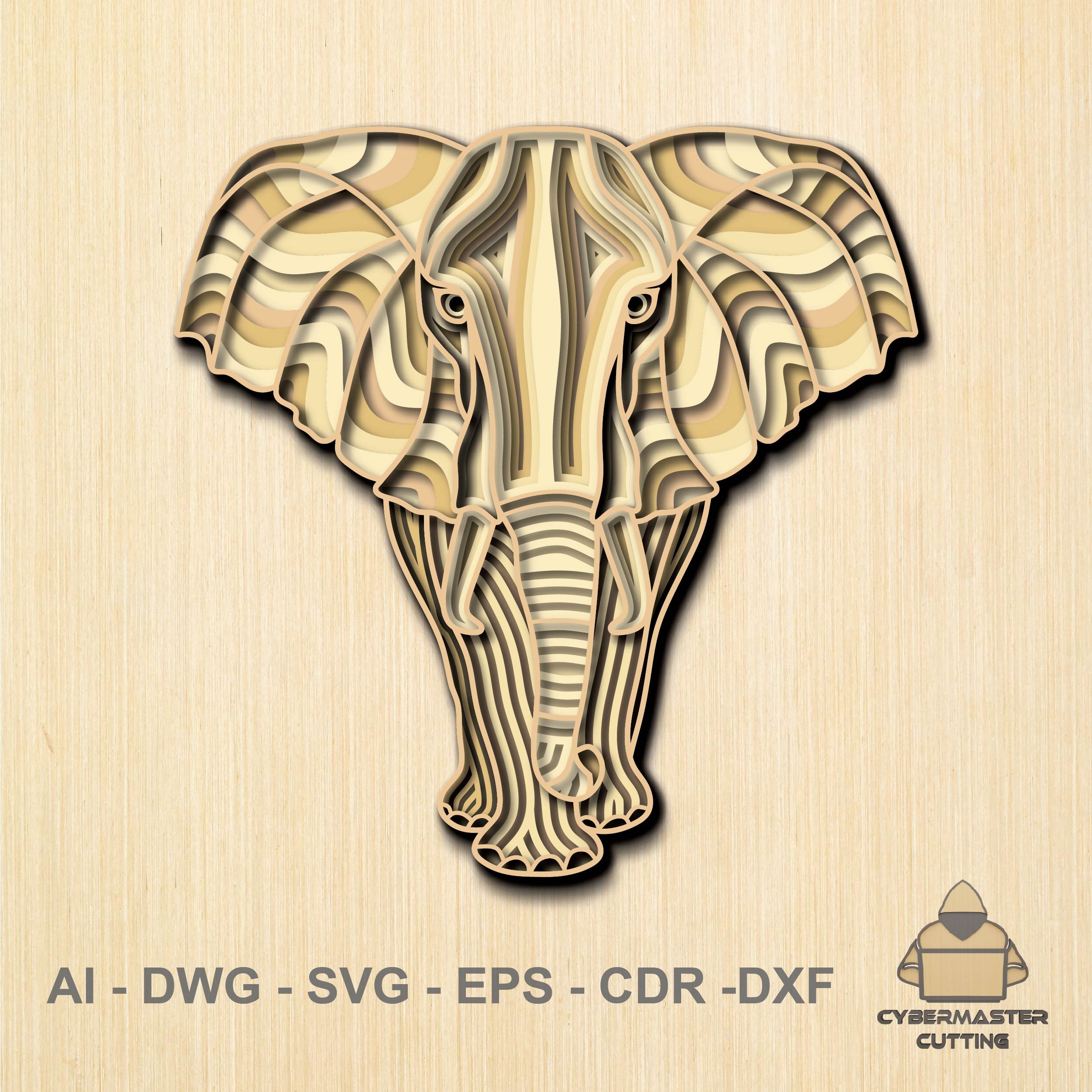 Elephant Type2 Laser Cut Files Elephant Multilayer Instant Download